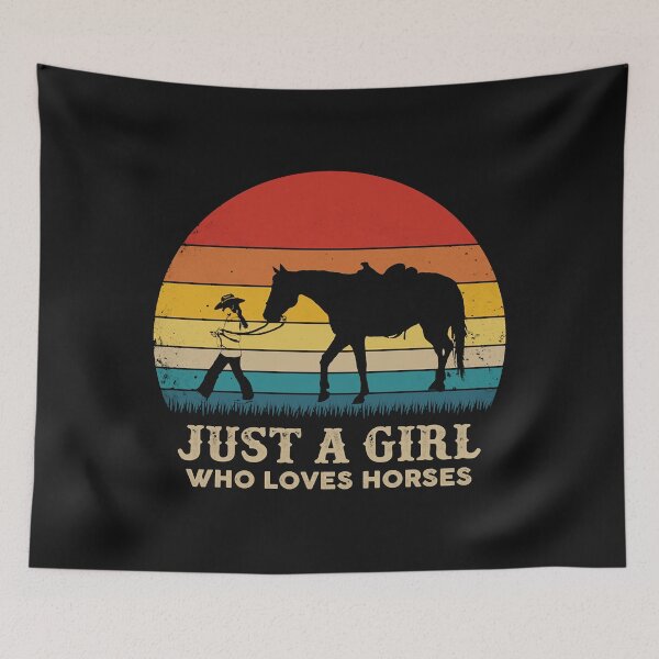Item preview, Retro Just a Girl Who Loves Horses Pullover Hoodie designed and sold by Vignette2323.
