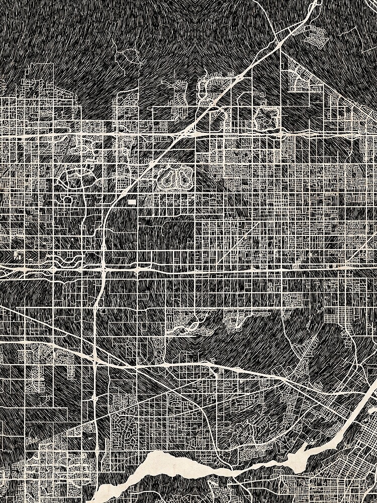 Thumbnail 3 von 3, Tuch, Fontana map California Ink lines 2 designt und verkauft von InkMaps.