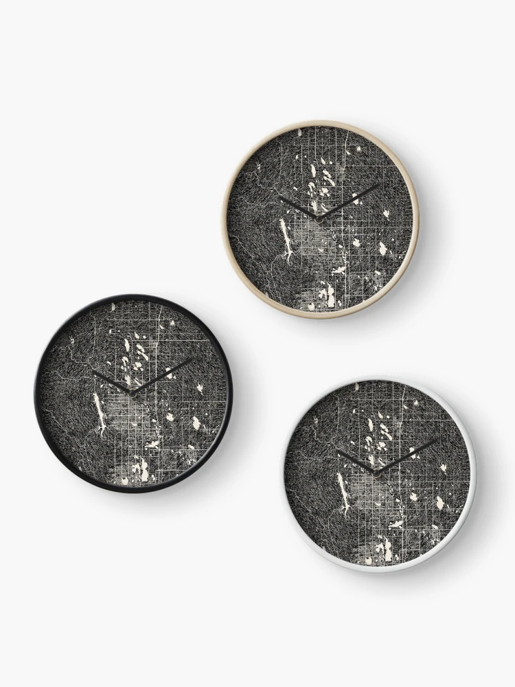 Thumbnail 3 of 4, Clock, Fort Collins map Colorado Ink lines designed and sold by InkMaps.