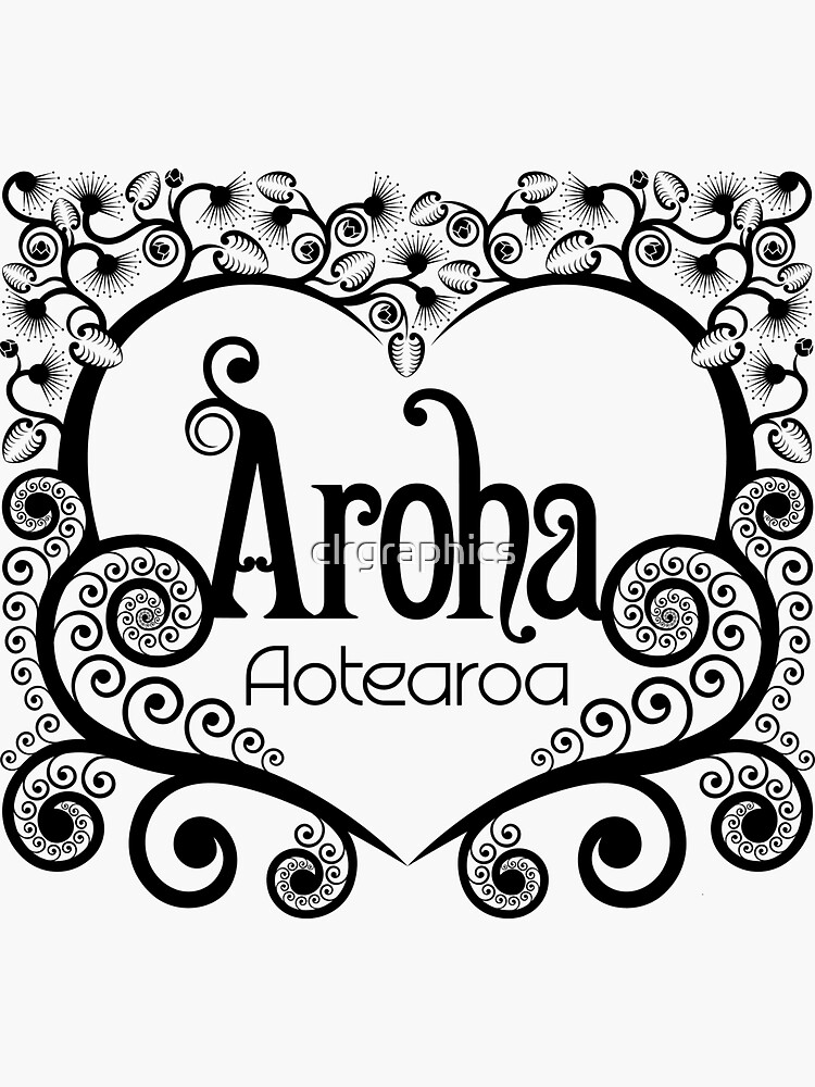 "Aroha Aotearoa" Sticker by clrgraphics Redbubble