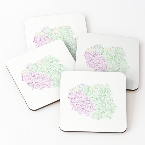 Item preview, Poland River Basin Map in Rainbow Colours with White Background designed and sold by GrasshopperGeo.