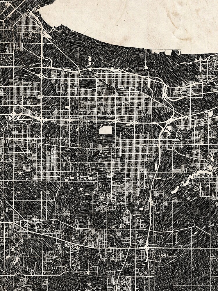 Thumbnail 5 of 5, A-Line Dress, Gary map Indiana Ink lines designed and sold by InkMaps.