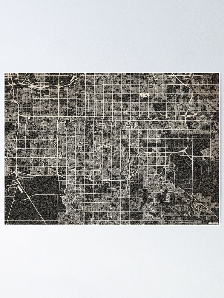 Thumbnail 1 of 3, Poster, Gilbert map Arizona Ink lines designed and sold by InkMaps.