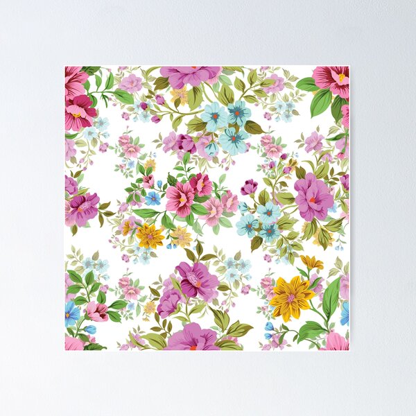 Item preview, Colorful Flower Pattern - White bg designed and sold by The Retrofits.