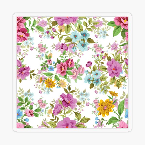 Item preview, Colorful Flower Pattern - White bg designed and sold by The Retrofits.