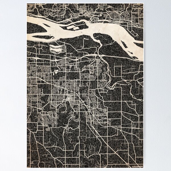 Item preview, Gresham map Oregon ink lines 2 designed and sold by InkMaps.