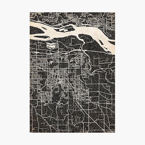 Item preview, Gresham map Oregon ink lines 2 designed and sold by InkMaps.