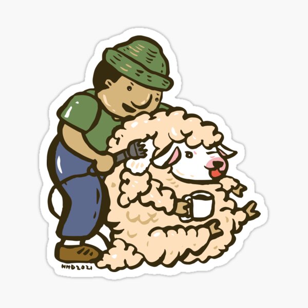 Sheep shearing cartoon #2 Sticker