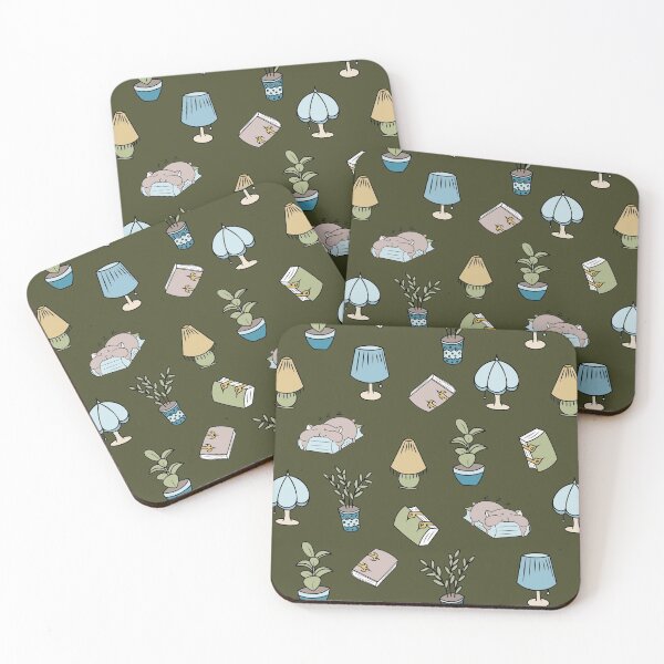 Item preview, Cosy hamster plants and books repeated pattern designed and sold by SlothMagic.