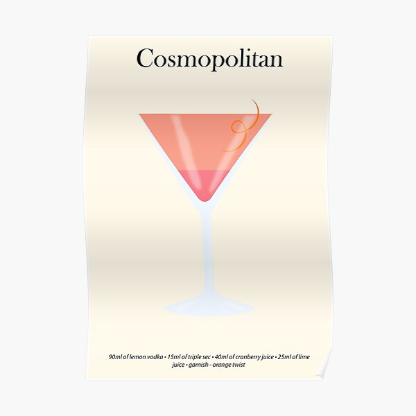 Cosmopolitan Cocktail Recipe Poster