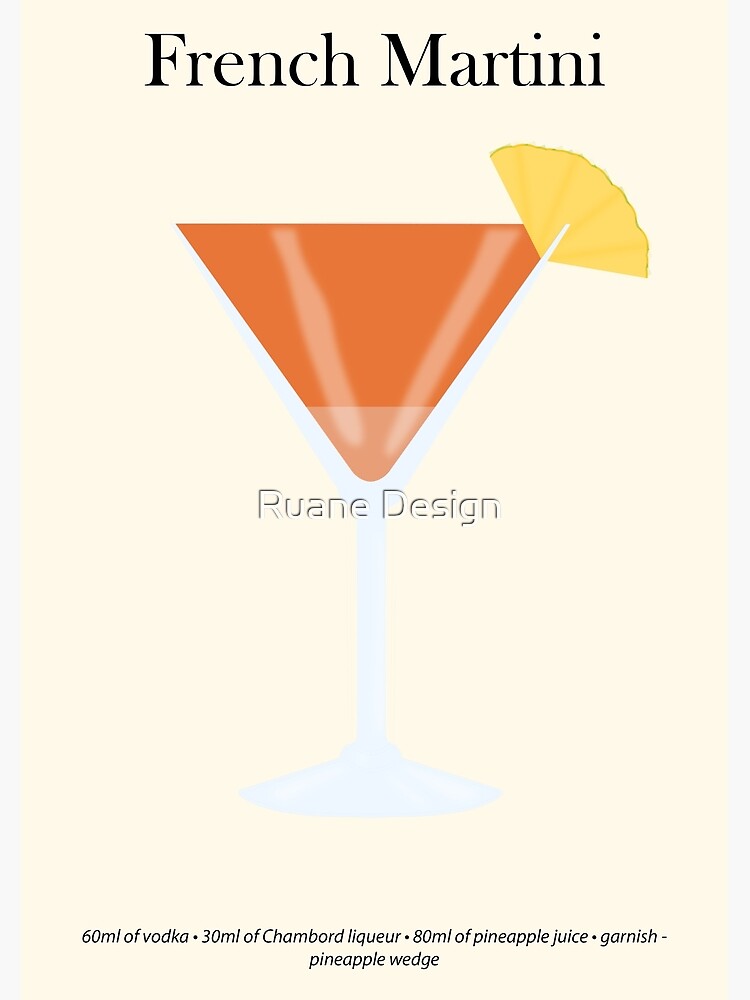 "French Martini Cocktail Recipe" Poster for Sale by blairruane Redbubble