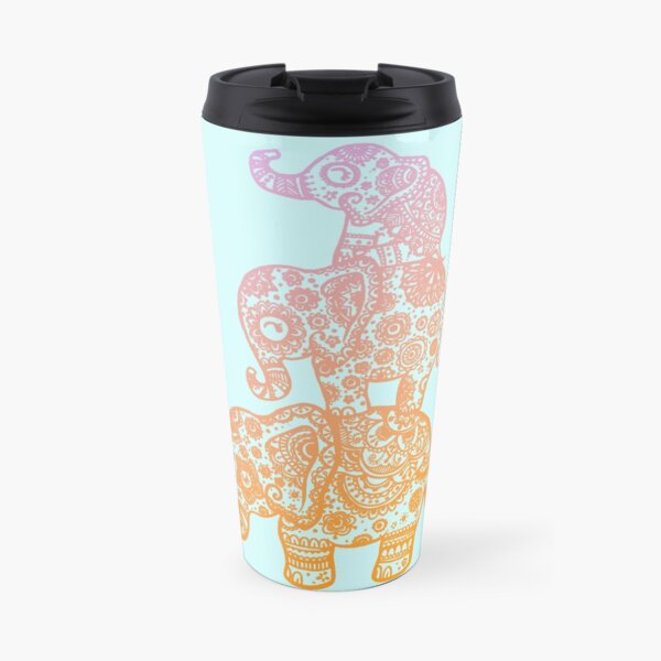 Elephant Family in Color Travel Mug