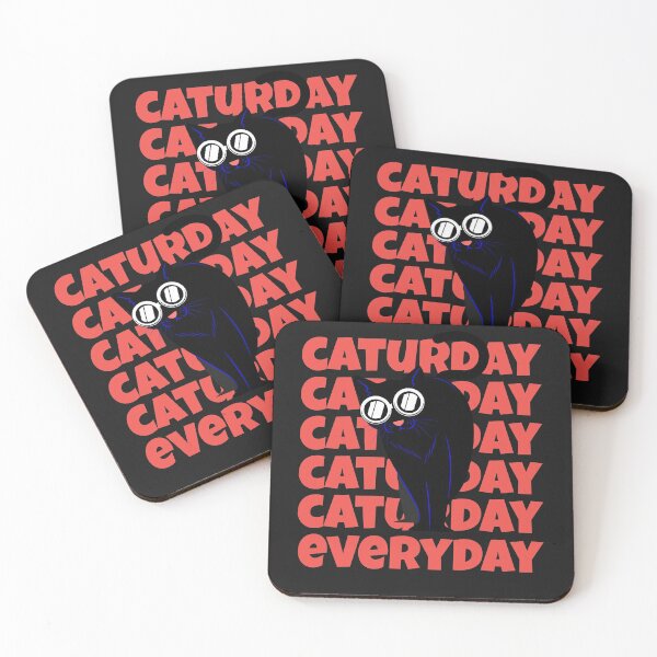 Item preview, Caturday Everyday Repeat Text, Cool Black Cat designed and sold by DiscGolfTees.