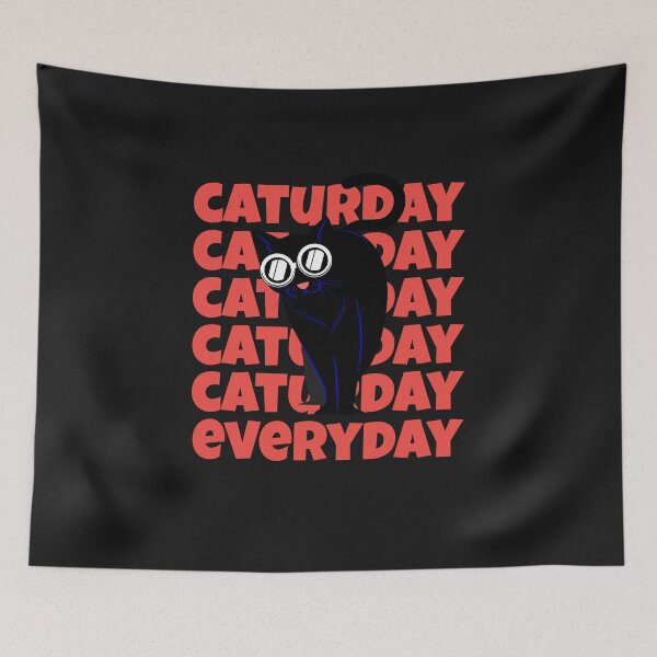 Item preview, Caturday Everyday Repeat Text, Cool Black Cat designed and sold by DiscGolfTees.