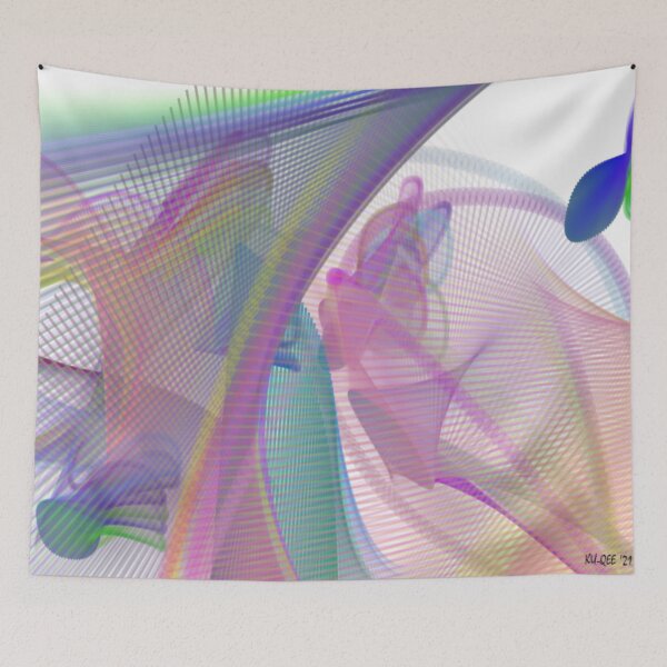 Item preview, I SEE YOU Abstract Art Design wavy line art full of color on white background designed and sold by TekakuArt.