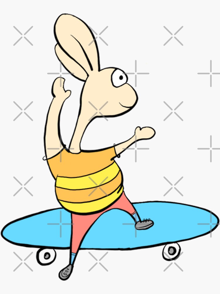 "Skateboarding Bunny" Sticker by PaoPidan Redbubble
