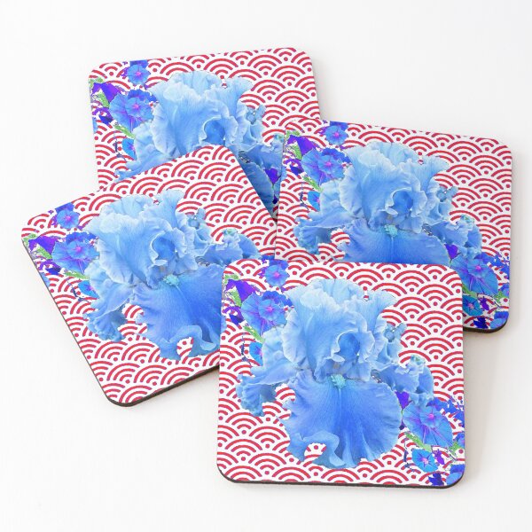 Item preview,  BLUE WHITE PATTERN FROTHY IRIS GARDEN RED ART designed and sold by sharlesart.