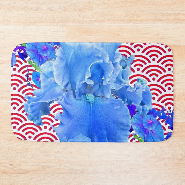 Item preview,  BLUE WHITE PATTERN FROTHY IRIS GARDEN RED ART designed and sold by sharlesart.