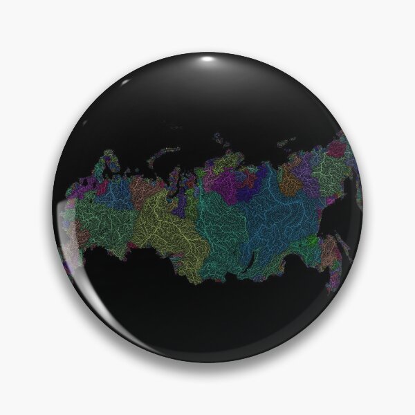 Item preview, Russia River Basin Map in Rainbow Colours with Black Background designed and sold by GrasshopperGeo.