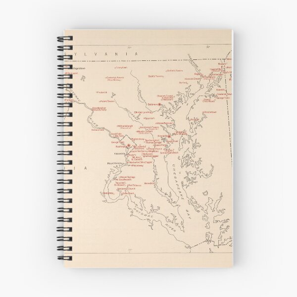 Item preview, Old Maryland George Washington Historical Landmarks Map (1932) Vintage Founding Father MD Visited Atlas designed and sold by BravuraMedia.