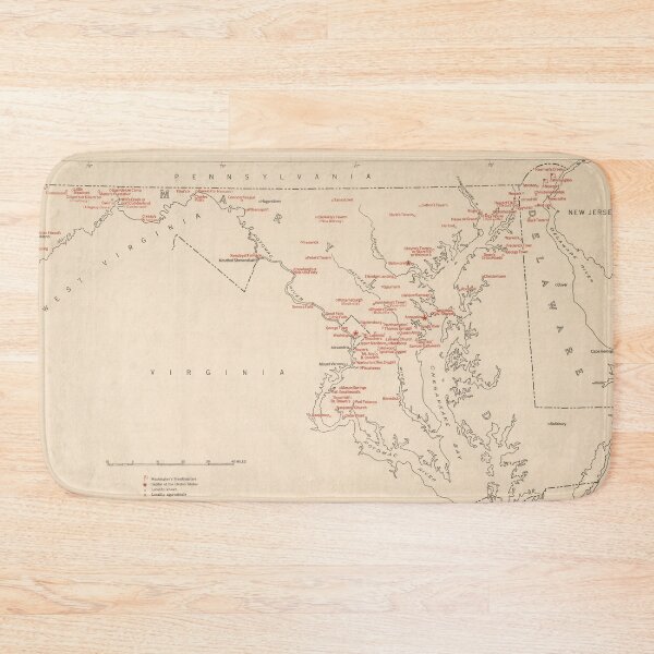 Item preview, Old Maryland George Washington Historical Landmarks Map (1932) Vintage Founding Father MD Visited Atlas designed and sold by BravuraMedia.