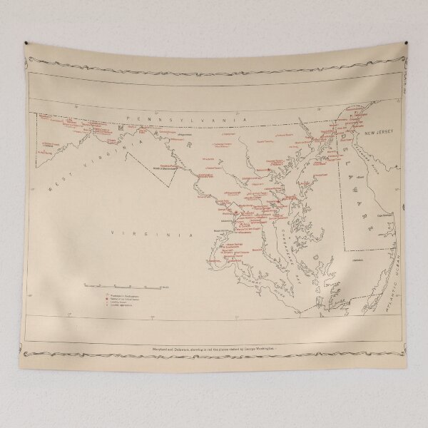 Item preview, Old Maryland George Washington Historical Landmarks Map (1932) Vintage Founding Father MD Visited Atlas designed and sold by BravuraMedia.