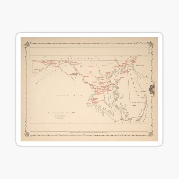 Item preview, Old Maryland George Washington Historical Landmarks Map (1932) Vintage Founding Father MD Visited Atlas designed and sold by BravuraMedia.