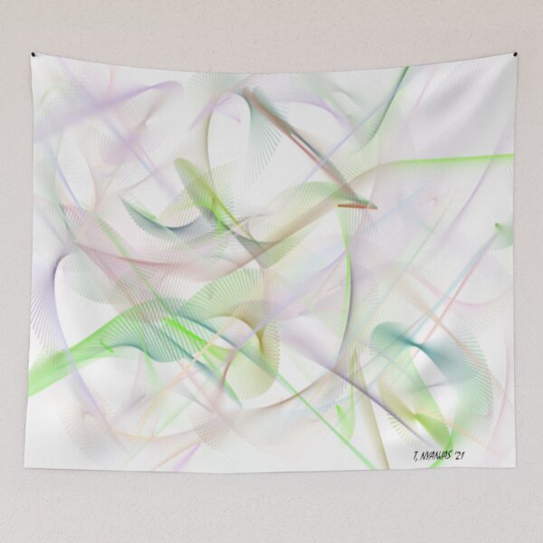 Item preview, Memories Abstract Art Design wavy line art full of color on white background designed and sold by TekakuArt.