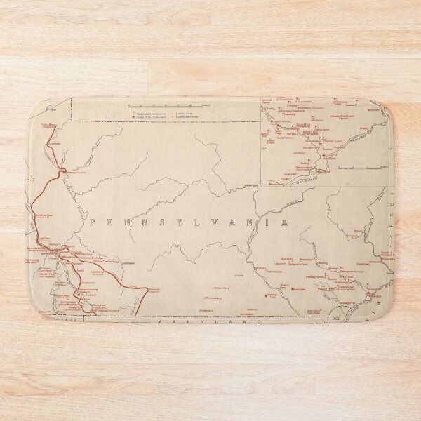 Item preview, Old Pennsylvania George Washington Landmarks Map (1932) Historical PA Founding Fathers Atlas designed and sold by BravuraMedia.