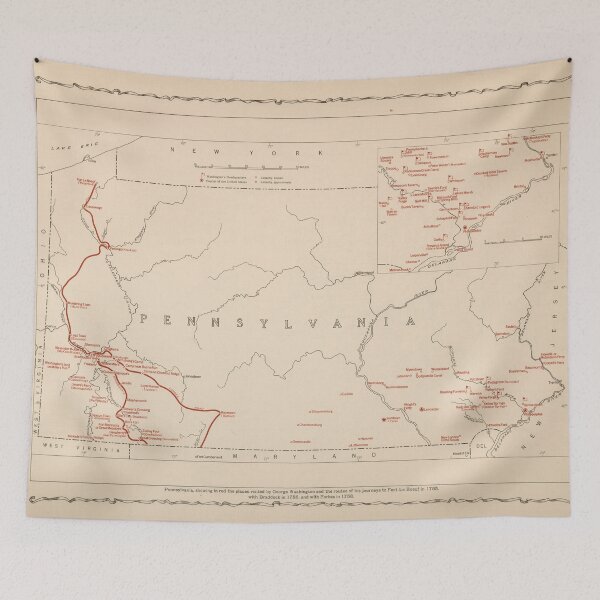 Item preview, Old Pennsylvania George Washington Landmarks Map (1932) Historical PA Founding Fathers Atlas designed and sold by BravuraMedia.