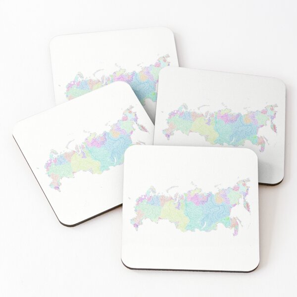 Item preview, Russia River Basin Map in Rainbow Colours with White Background designed and sold by GrasshopperGeo.