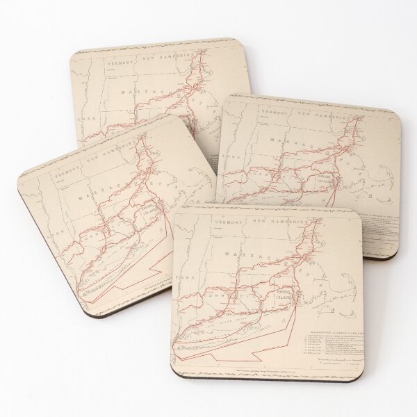 Item preview, Old George Washington Travel Routes New England Map (1932) Vintage American Revolution Atlas designed and sold by BravuraMedia.