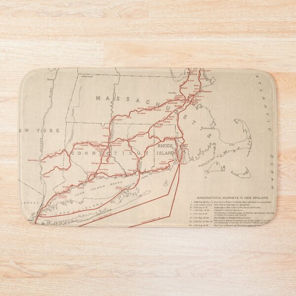 Item preview, Old George Washington Travel Routes New England Map (1932) Vintage American Revolution Atlas designed and sold by BravuraMedia.
