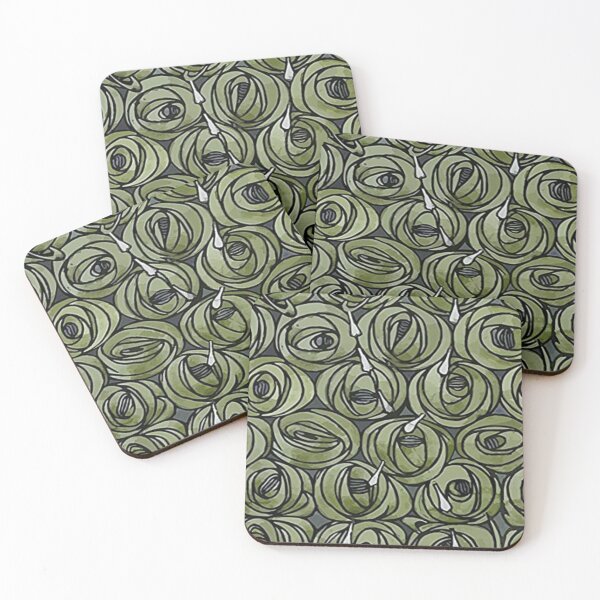 Item preview, Charles Rennie Mackintosh - Roses  teardrops, olive green designed and sold by Vivanne-art.