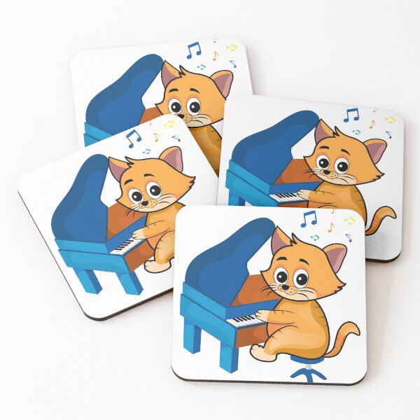 Item preview, Fat Cat playing piano. piano with cat sticker illustration designed and sold by SLSandaruwan.