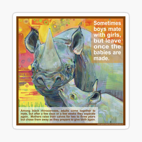 Single Mom (Black Rhinoceros) Sticker