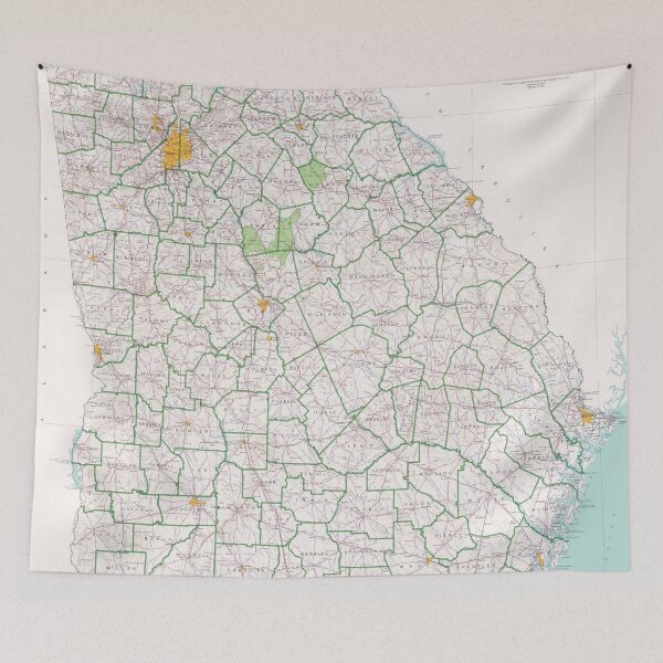 Item preview, Old Georgia Map (1970) Vintage Peach State Atlas designed and sold by BravuraMedia.