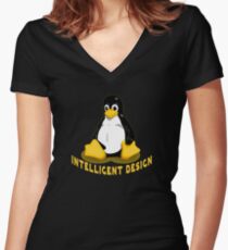 Linux Penguin Intelligent Design Women's Fitted V-Neck T-Shirt