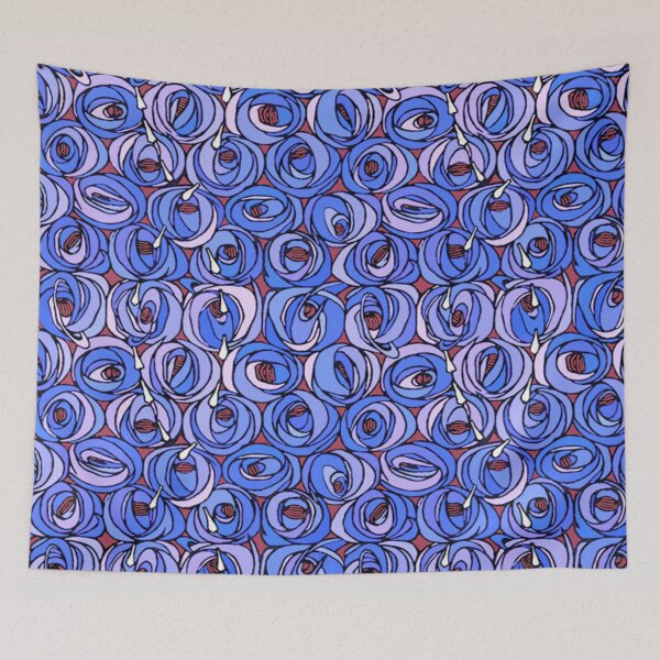 Item preview, Charles Rennie Mackintosh - Roses  teardrops,blue,red designed and sold by Vivanne-art.