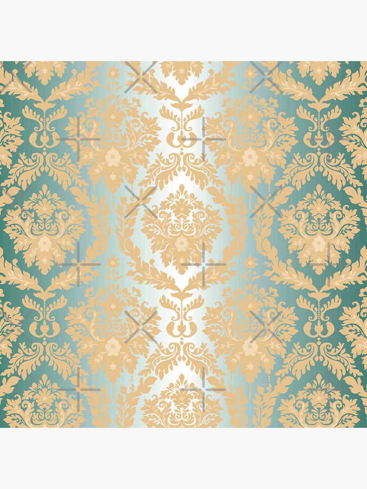 "Gold,green,mint,damask,damasks,vintage,pattern,victorian," Sticker for