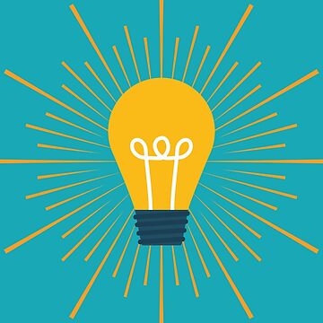 Artwork thumbnail, Cute Yellow Lightbulb Illustration on Blue Background by Dream Big! by E. H.
