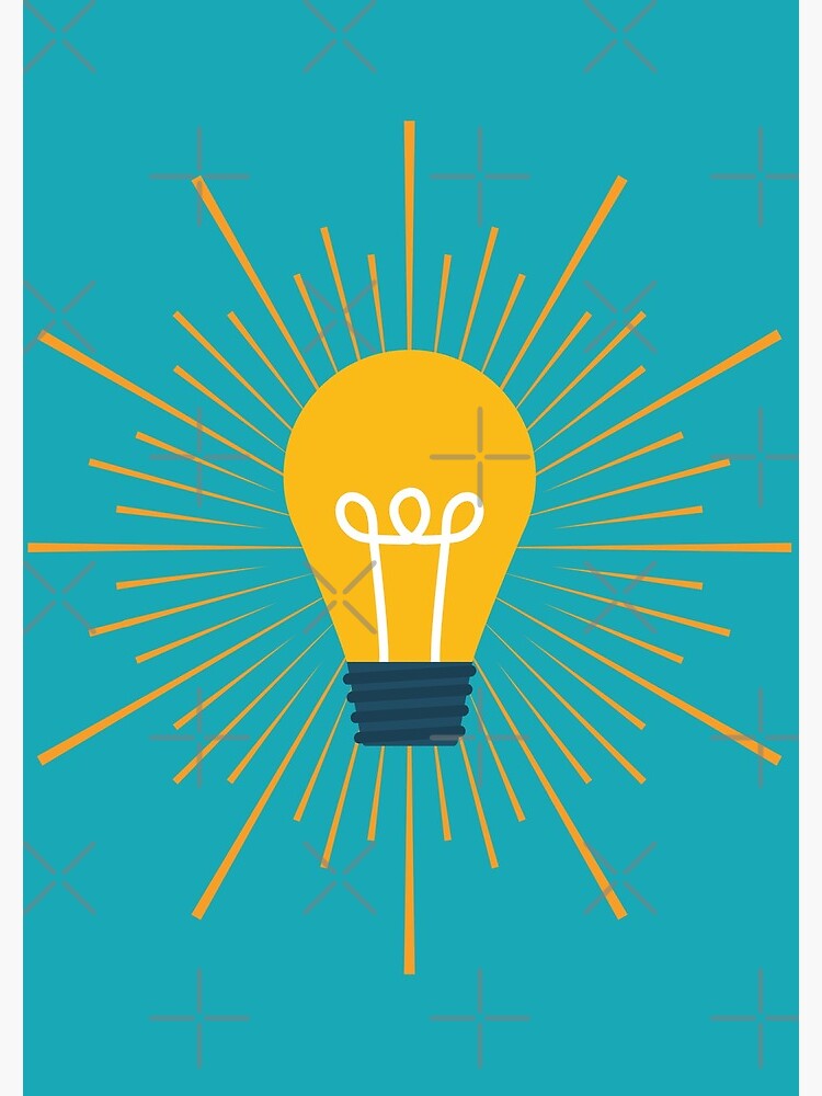 Thumbnail 3 of 3, Journal, Cute Yellow Lightbulb Illustration on Blue Background designed and sold by DesignsbyEH.