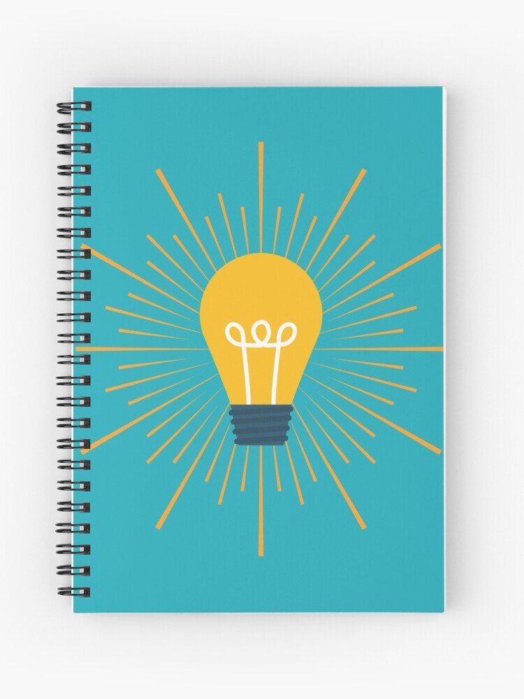 Thumbnail 1 of 3, Journal, Cute Yellow Lightbulb Illustration on Blue Background designed and sold by DesignsbyEH.