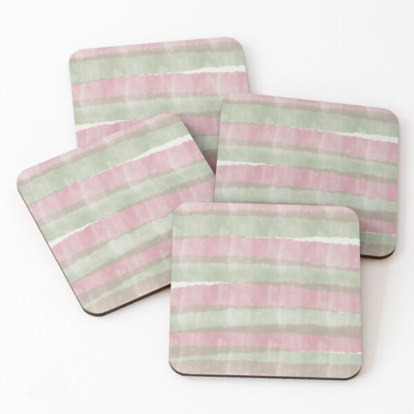 Item preview, Vintage Style Colorful Pink Green Brown Texture Watercolor Stripes Lines Pattern  designed and sold by wenjunior.