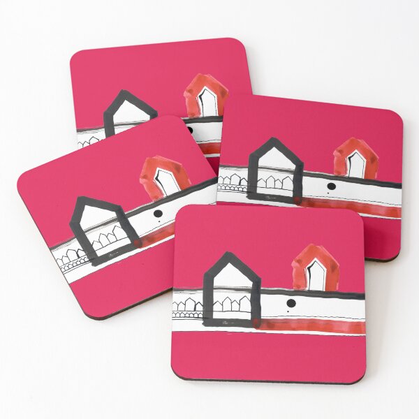 Item preview, Red, Black Houses No.: 03 on Deep Magenta Board "Paper Drawings/Paintings"  designed and sold by Istvan Ocztos.