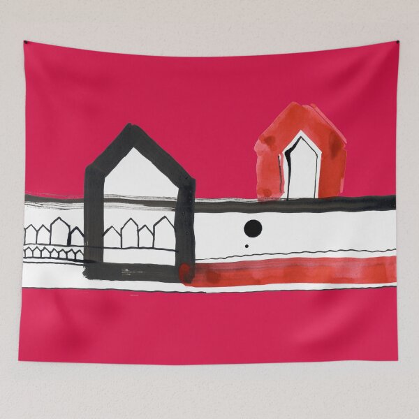 Item preview, Red, Black Houses No.: 03 on Deep Magenta Board "Paper Drawings/Paintings"  designed and sold by Istvan Ocztos.