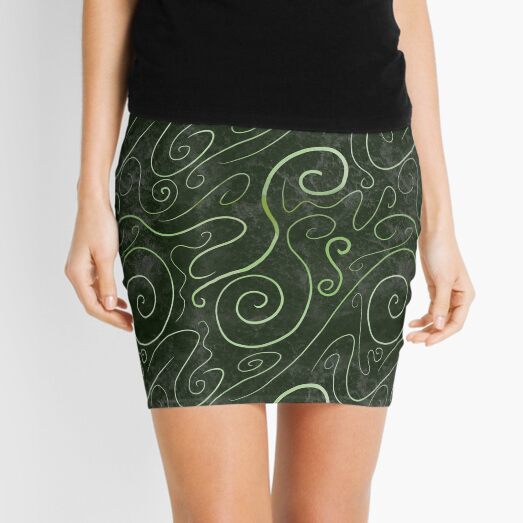 Dark Forest Green Contemporary Organic Seamless Pattern Mini Skirt