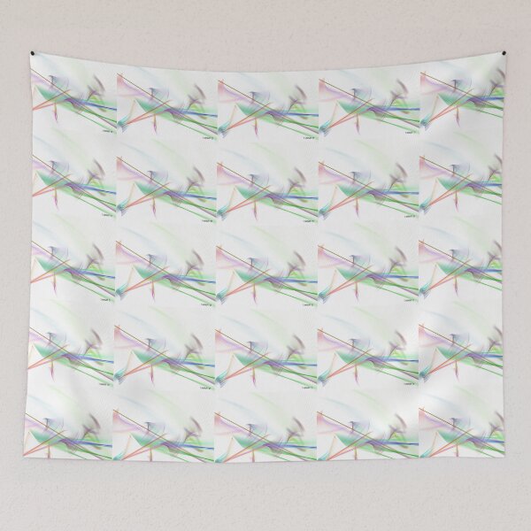 Item preview, Whisper Abstract Art Design wavy line art full of color on white background designed and sold by TekakuArt.