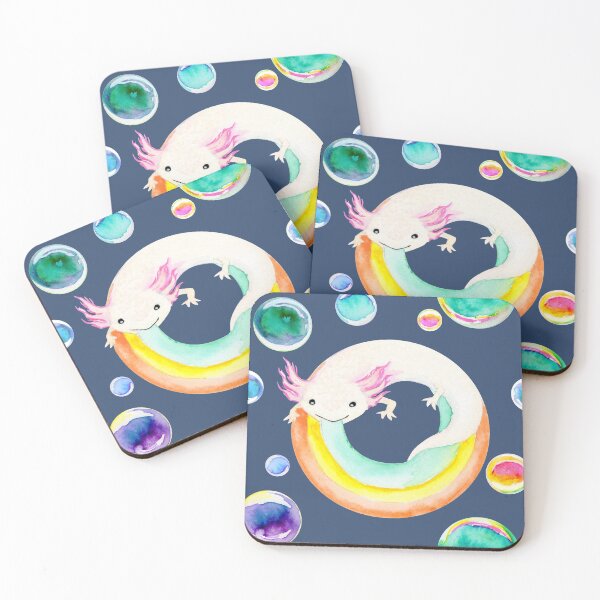 Item preview, Leucistic Pink Axolotl Watercolor Rainbow Dot designed and sold by Casey Wilkinson.
