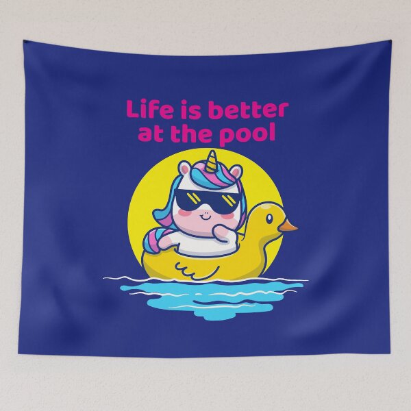 Artikelvorschau, Einhorn-Poolparty, Sommerferien, Life Better Pool entworfen und verkauft von Maria Garcia.